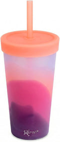 Silipint 22oz Silicone Bomber Cup - Reusable Straw Tumbler, Unbreakable, Flexible, Hot/Cold, Airtight Lid, Travel, Sustainable - Desert Sun with Smoke Lid Pack of 1