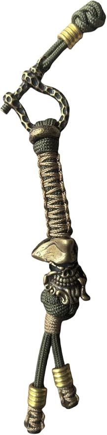 Handmade Lanyards with Brass Beads – Paracord 550 Survival Gear Leash for knives, Outdoor, and EDC Tools