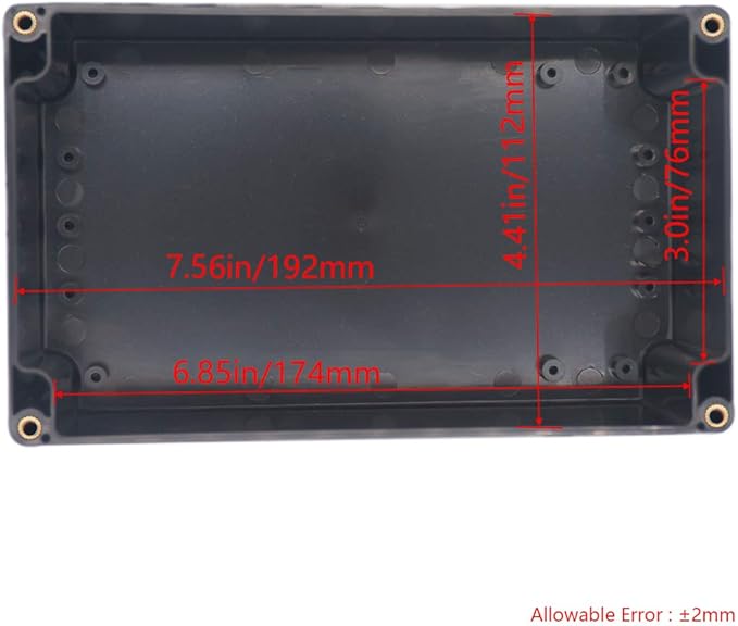 2 Pack Project Box IP65 Waterproof Junction Box ABS Plastic Black Electrical Boxes DIY Electronic Project Case Power Enclosure 7.87 x4.72 x2.95 inch (200x120x75 mm)
