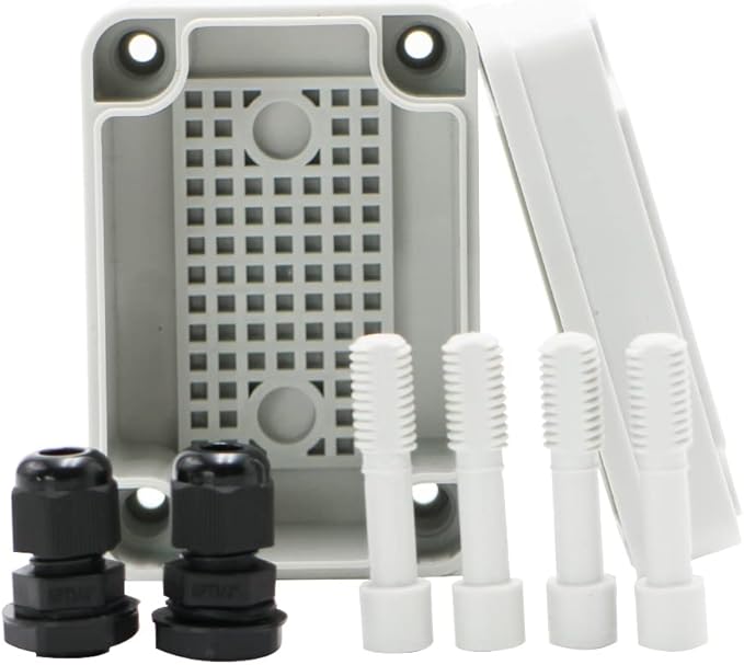 MAKERELE Outside Electrical Box Waterproof Grey 3.74”2.56”2.17” (956555mm) IP67 Small Project ABS Plastic Case with 2 NPT 1/4” Glands