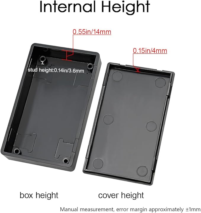 LeMotech Project Box, 5 Pieces ABS Electrical Box Small Junction Box for Electronics PCB Case,Electronic Hobby Box Black, Outside Size 2.8 x 1.7 x 0.7 inch (70x 42x 18 mm)