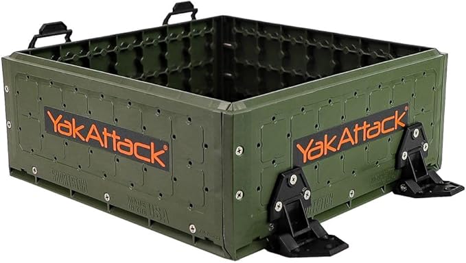 YakAttack ShortStak Upgrade Kit for BlackPak Pro - Ranger Green | 13" x 13" Kayak Crate System | Stackable Gear Storage Add-On with GridLoc Panels, Hinges, & Latches | Fishing Organization Accessory