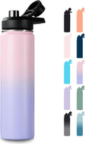 Fijinhom 24 oz Insulated Water Bottle with Handle, 304 Stainless Steel Water Bottles with Wide Mouth, Double Wall Vacuum Sports Water Bottle, BPA Free, Keep Cold and Hot, Pink/Purple