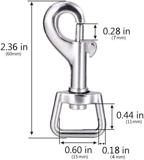 Swivel Snap Hooks, Lucky Goddness 20pcs Metal Heavy Duty Square Eye Clasp Buckle Trigger Clip Multipurpose- Best for Spring Pet Buckle, Key Chain for Linking Dog Leash Collar, Handmade Crafts Project