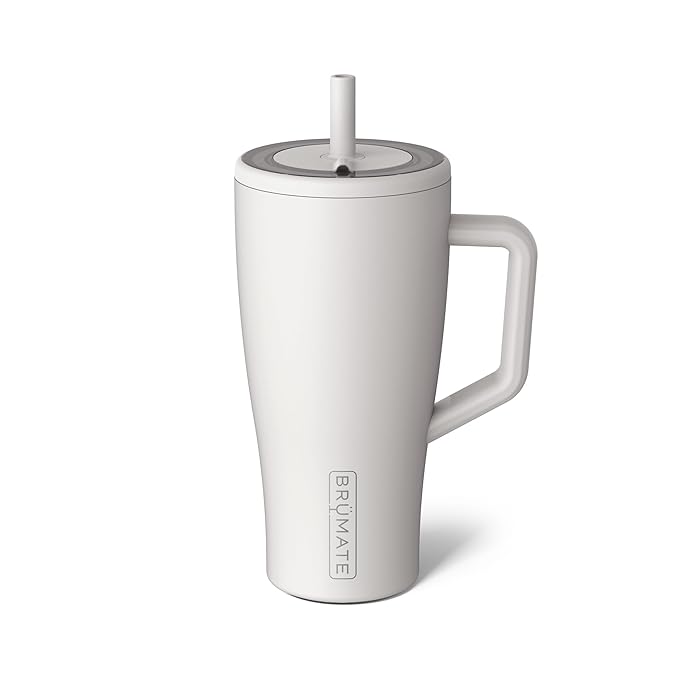 BrüMate Era 30 oz Tumbler with Handle and Straw | 100% Leakproof Insulated Water Bottle Tumbler with Lid and Flexible SoftSip Straw | Made of Stainless Steel | Cup Holder Friendly | 30oz (Dune)