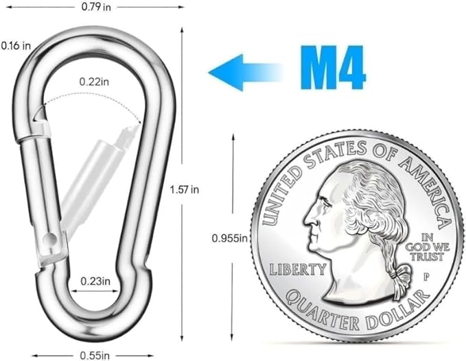 30 Pack M4 Mini Carabiner Clips, 1.57 Inch Spring-Loaded Snap Hooks for Outdoor Camping Backpack Keychain