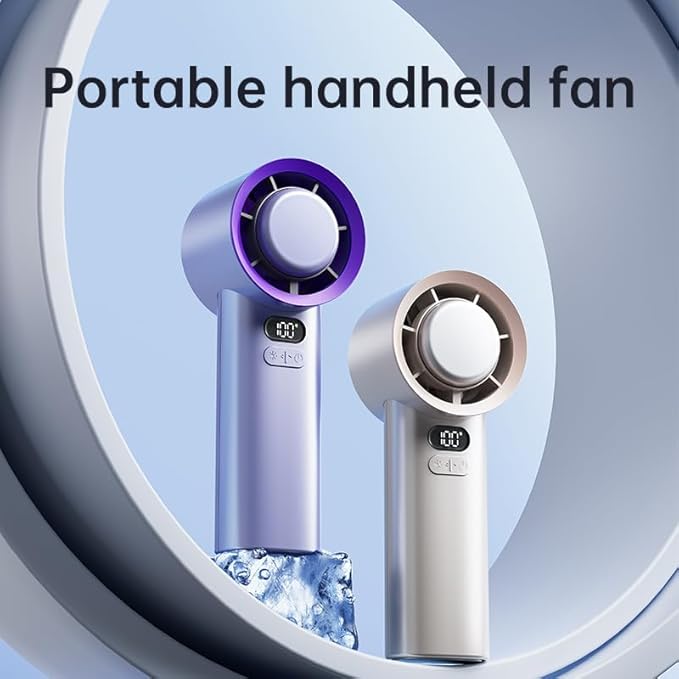 MUXNW Portable Fan For Travel Mini: Small Pocket Handheld Fan Personal Rechargeable Turbo Battery Operated USB High Speed Keeping Cool In Hot Weather Summer Beach For Women - Gray