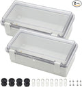 Zulkit 2pcs Junction Box ABS Plastic Dustproof Waterproof IP65 Electrical Boxes Hinged Shell Outdoor Universal Project Enclosure Clear Cover with 2 Cable Glands 7.9 x 3.9 x 2.8 inch (200x100x70mm)