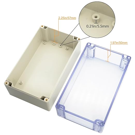 LeMotech ABS Plastic Junction Box Dustproof Waterproof IP65 Electrical Enclosure Box Universal Project Enclosure Grey with PC Transparent Clear Cover 7.9 x 4.7 x 4.4 inch(200 x120 x113 mm)