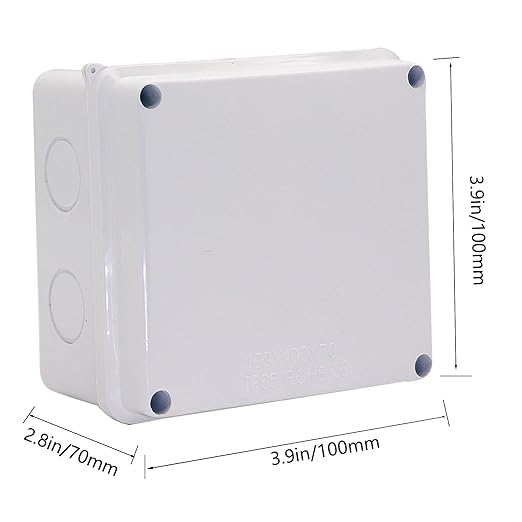 Junction Box, 2 Pcs Reserved Holes Electrical Boxes Waterproof IP65 ABS Plastic Electrical Power Cord Enclosure Project Box White 3.9 x 3.9 x 2.8 inch(100x100x70mm)