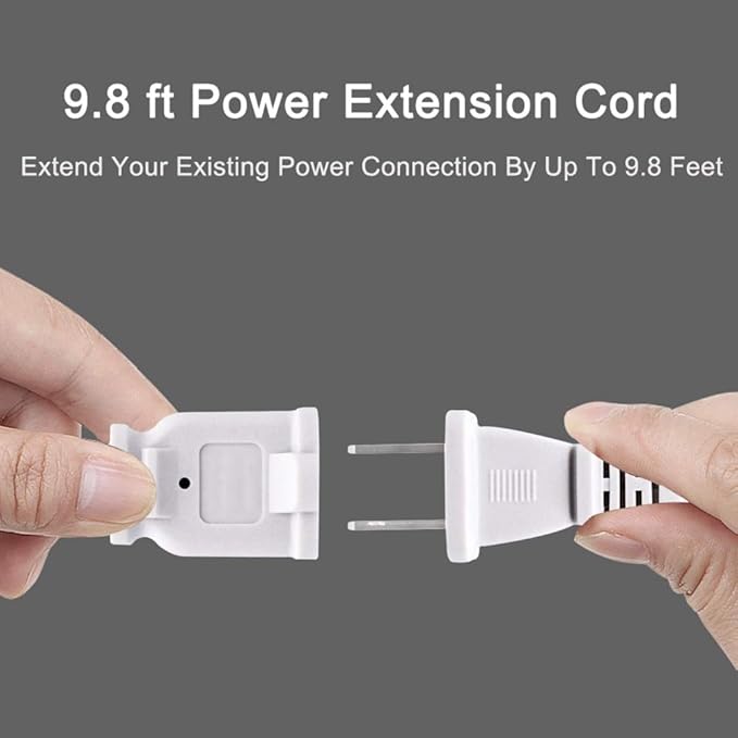 10FT 2 Prong Indoor Extension Cord,Thin White Extension Cords Male/Female Power Cable for Home Office Outdoor, 18/2 ETL Listed 10 FT Extension Cord