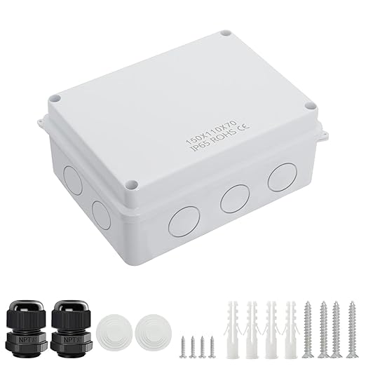 LeMotech Junction Box, Electrical Box IP65 Water Resistant Dustproof ABS Plastic Project Enclosure for Electronics White, External Size 5.9 x 4.3 x 2.8 inch