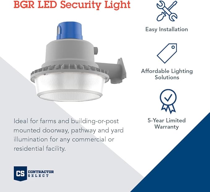 Lithonia Lighting BarnGuard LED Barn Light, Dusk to Dawn Outdoor Lighting with Adjustable Brightness and Color Temperature, Wall or Pole Mountable Yard Light Fixture, MVOLT, Aluminum, Gray