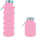 Collapsible Water Bottles 17oz, Odorless BPA-Free Silicone, Leak-Proof Foldable Reusable Bottle - Perfect for Travel Sports Gym Hiking Camping Cycling - Soft Pink