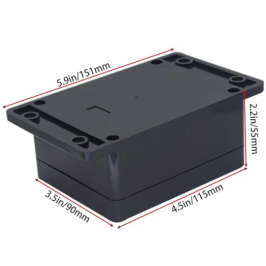 Watertight Junction Box, IP67 Waterproof Project Box Durable ABS Plastic Electronic Enclosure Case for DIY Electrical Project with Wall Fixed Ear 4.53" x 3.54" x 2.17"(115 x 90 x 55 mm)