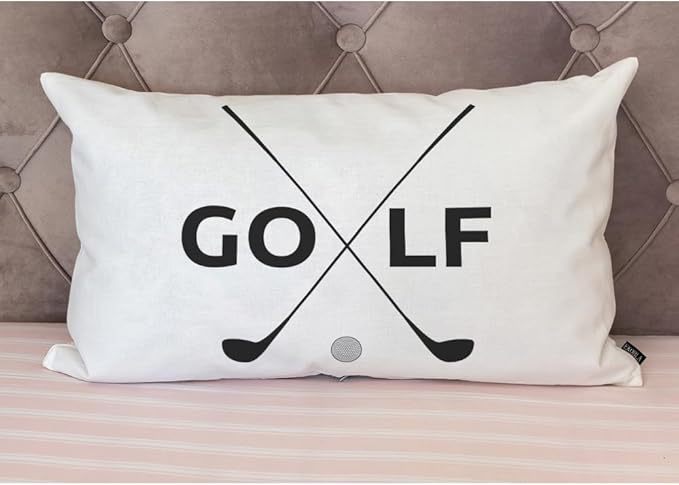 EKOBLA Farmhouse Oblong Rectangle Throw Pillow Covers Golf Symbol Funny Sport Game Clubs Square Decorative Cushion Case for Couch Sofa Chair Bed Cotton Linen 12x20 Inch, White