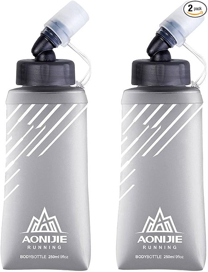 AONIJIE TPU Soft Flask Water Bottle Collapsible Running Flask for Hydration Pack, BPA Free, Wide Opening, for Outdoor Sports Hydration