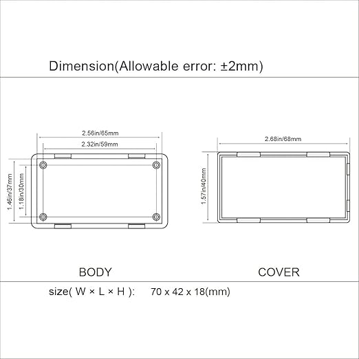 LeMotech Project Box 10 Pieces ABS Plastic Electrical Project Case Small Junction Box for Electronics White 2.76 x 1.65 x 0.70 inch (70 x 42 x 18 mm)