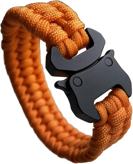 Parachute Cord Bracelets Trilobite Weaved Paracord Bracelet with Side Release Buckle 8.7 inch Black Bracelet for Men Women 1 Set