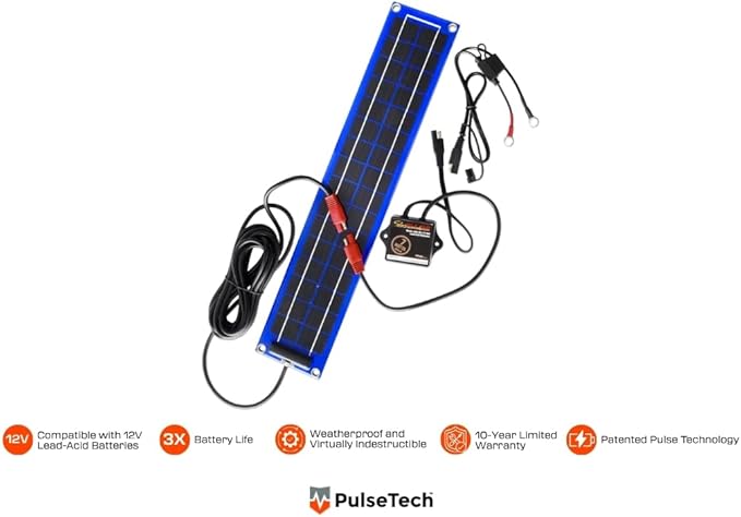 PulseTech SolarPulse SP-7 Slim Design Solar Battery Charger Maintainer, Blue, 7 Watt