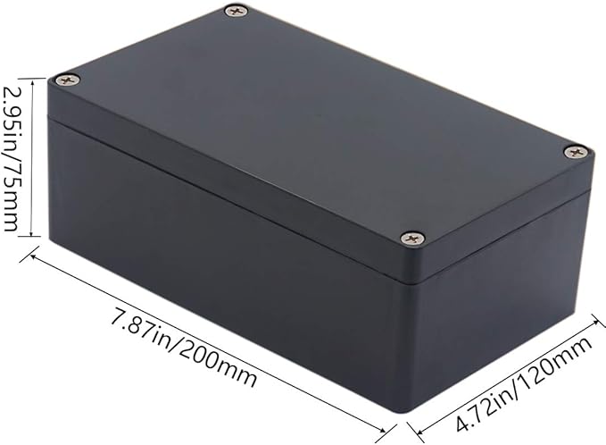 Project Box ABS Black Electrical Boxes IP65 Outdoor Waterproof Box Electronic Junction Box Power Enclosure with Cable Glands for DIY Project 7.87 x 4.72 x 2.95 inch (200x120x75mm)