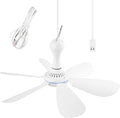Silent USB Powered Ceiling Canopy Fan with 1m Extension Cord, Small Portable 6 blade Quiet Small DC USB Ceiling Fan Hanging Fan for Camping Bed Dormitory RV Tent Home Room