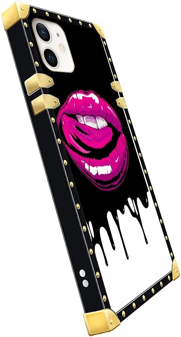 Compatible with iPhone 11 Case, Black White Red Slap Sexy Luxury Golden Decoration for Girl Women Soft TPU Shockproof Protective Hard PC Back for iPhone 11