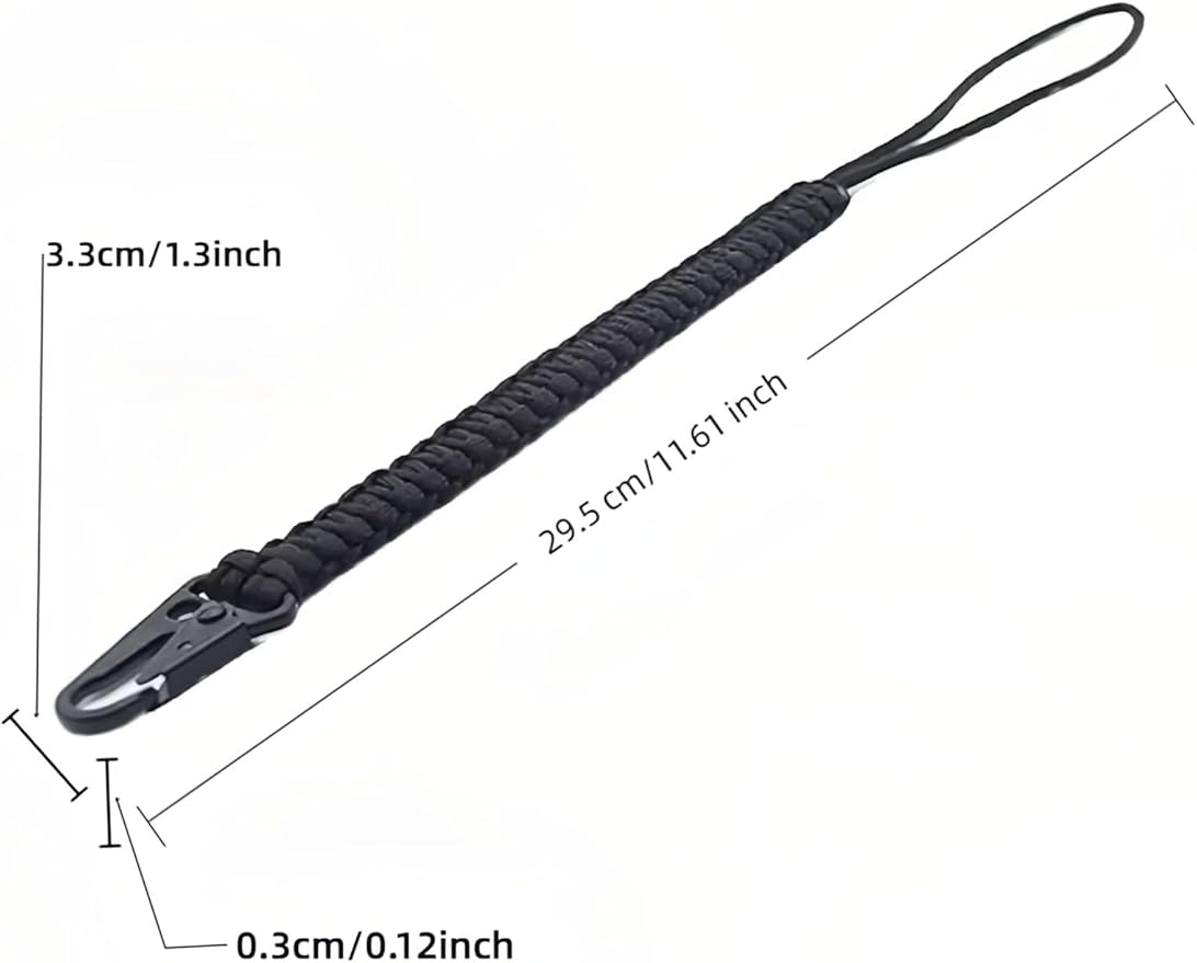 Tactical Paracord Keychain with Cobra Weave - Military Grade 550 Survival Gear, Anti-Loss Carabiner Clip for Hiking/Camping - Secure Keys, ID Badge, Tools (Gift Ready)