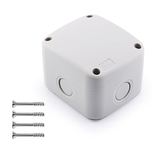 SuperInk White Junction Box ABS Plastic IP66 Waterproof,Dustproof Universal Electrical Boxes Project Enclosure, Fit 20mm Cable Gland for Outdoor Use (86x74x62mm),1PK
