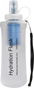 700ML Collapsible Water Bottle with Filter for Hiking, Camping & Travel - TPU Soft Flask, 0.1 Micrometer Hollow Fiber Membrane for Clearer, Better Tasting Outdoor Water(White)