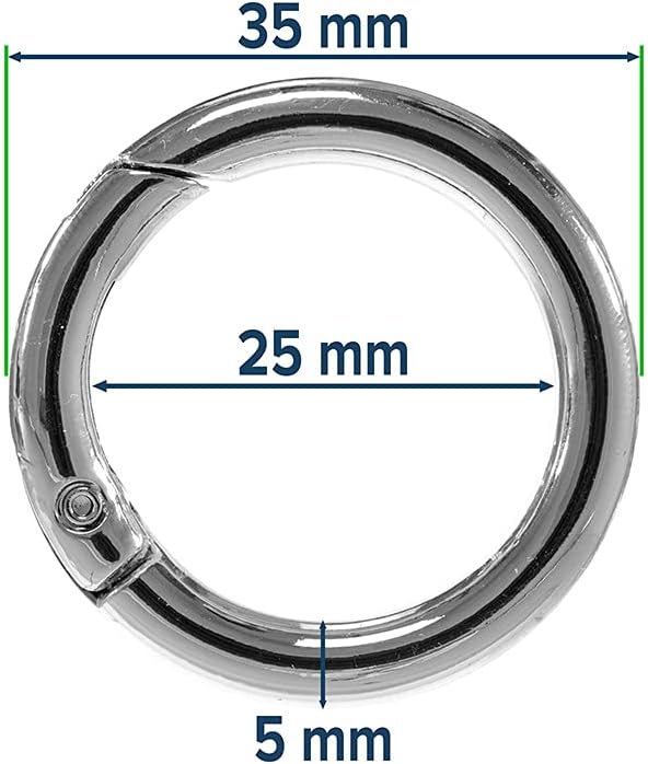 Paracord Planet Spring Gate O Rings – Available in 3/4 Inch and 1 Inch Sizes – Silver, Bronze, and Gold Color Options (5 Pack, 1 Inch, Silver)