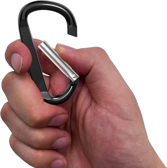 3" Aluminum Carabiner Clips, 12PCS D Ring Shape Keychain Carabiners Hook Buckle