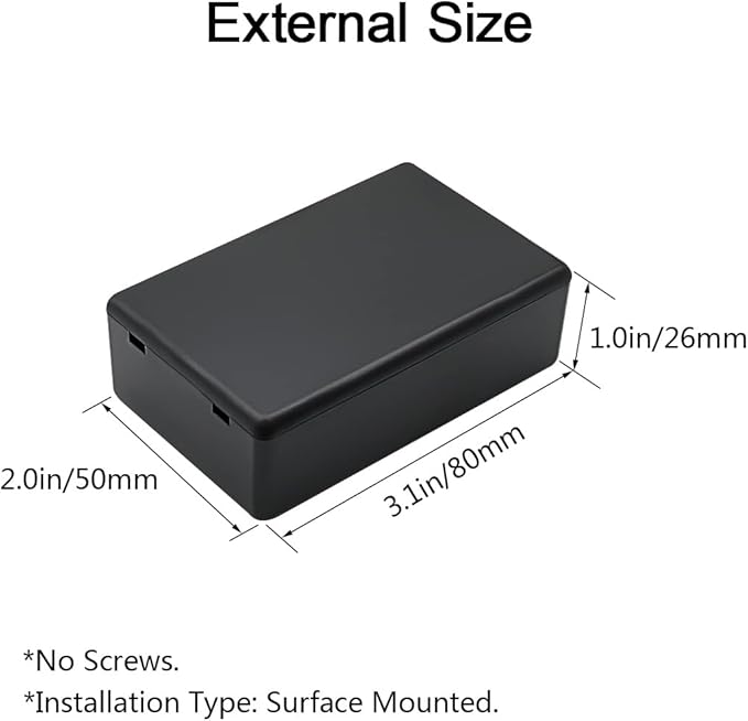 LeMotech 5 Pieces Plastic Project Boxes Junction Case for Electronic Project, Black 3.1 x 2.0 x 1.0 inch (80 x 50x 26 mm)