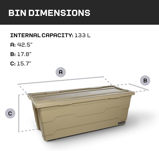 DECKED Payloader 133 L (1-Pack) - 200 lb Load Rated, Heavy-Duty Stackable Garage Storage Bins - Desert Tan
