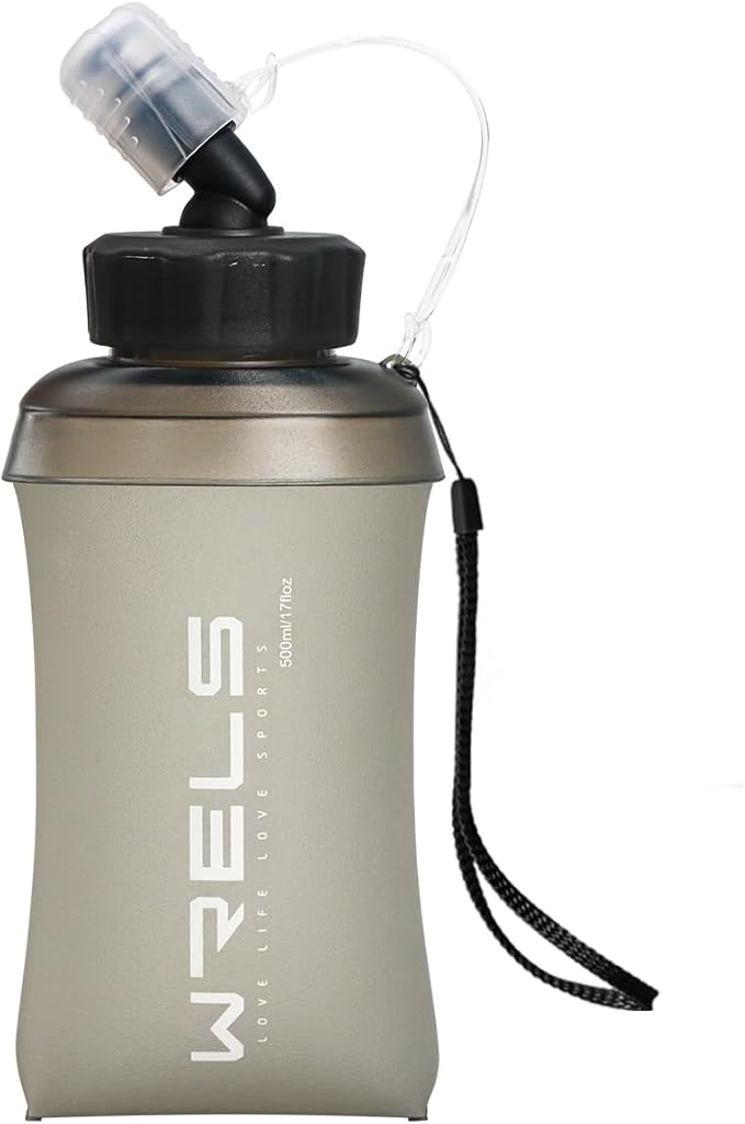 WRELS 350ml/500ml TPU Soft Water Bottles BPA Free Collapsible Soft Flask with Widen Mouth for Running Vest Lightweight Foldable Water Bottle for Running Marathon Trail Hiking