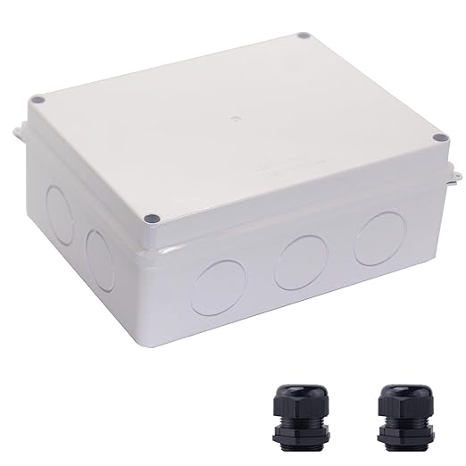 Junction Box Dustproof Waterproof IP65 ABS Plastic Electrical Boxes, Indoor & Outdoor Electrical Power Cord Enclosure Universal Project Box DIY Case White 7.9 x 6.1 x 3.1 inch (200x155x80mm)
