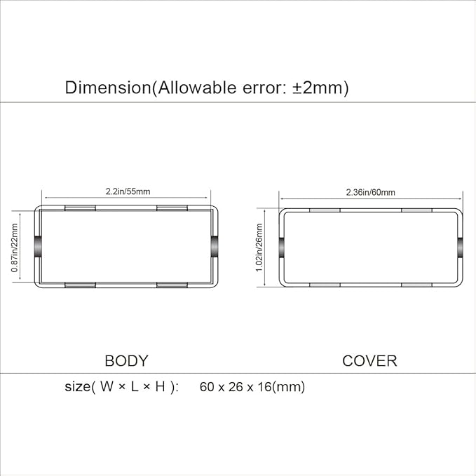 LeMotech Project Box 10 Pieces ABS Plastic Electrical Project Case Small Junction Box for Electronics Black 2.4 x 1.0 x 0.6 inch (60 x 26 x 16 mm)