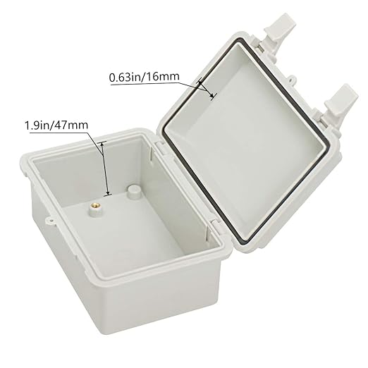Zulkit IP65 Waterproof ABS Plastic Electrical Box - Hinged Shell, 2 Cable Glands, 5.9 x 3.9 x 2.8 inch