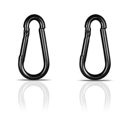 Black Carabiner, Heavy Duty Galvanized Steel Spring Snap Hook Carabiner Clips with 1000LBS Holding Capacity, Ideal for Outdoor, Hammock, Swing and Travel (2PCS M12 4.7Inch)
