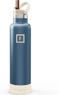 IRON °FLASK Camping & Hiking Hydration Flask with Straw, Narrow Mouth Insulated Stainless Steel Sports Water Bottle - Desert Oasis 24 oz - Straw (1 Lid)