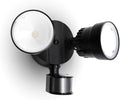 LUTEC Shrimp P6221B-PIR24 2000 Lumen 18 Watt 26 LED Motion Activated Integrated Dual-Head Floodlight Outdoor, IP54 Waterproof Exterior Security Wall Light for Patio, Garden, Yard-Black