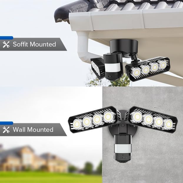 SANSI 36W 3600LM LED Motion Sensor Outdoor Light, 50,000 Hrs Lifespan Security Light, 350W Equiv 5000K Dusk to Dawn IP65 Flood Light, Super Bright for Backyard, Black, Bright Series, not Solar