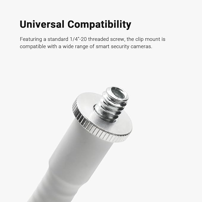Holicfun Clip Mount for Ring, Blink, Eufy, Google Nest, Wyze, and Arlo Indoor Outdoor Cameras, 40cm Gooseneck Arm, Flexible Adjustment, Strong Clamp, White