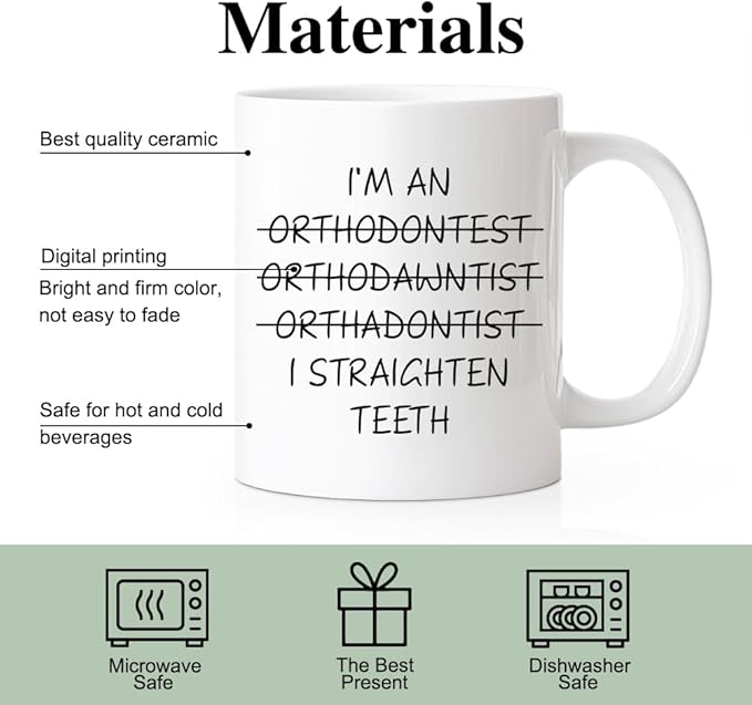 RZHV I Am Orthodawntist I Straighten Teeth 11 Oz Novelty Mug, Funny Coffee Mug for Dentist, Humour Office Gifts for Dental Hygienist Dentist Assistant, Grad Gifts for Dental Student