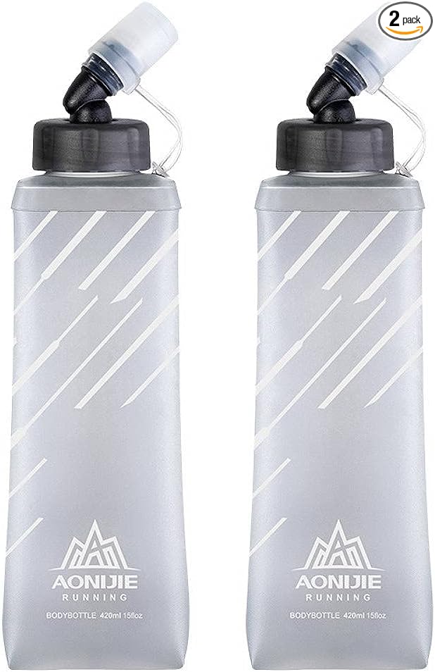 AONIJIE TPU Soft Flask Water Bottle Collapsible Running Flask for Hydration Pack, BPA Free, Wide Opening, for Outdoor Sports Hydration