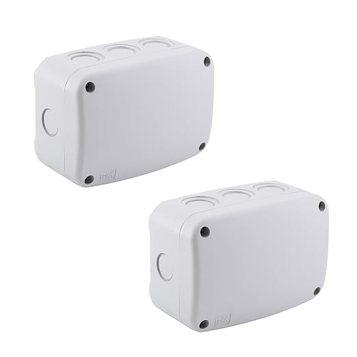 SuperInk White Outdoor Junction Box IP66 Waterproof Electrical Enclosure 4.9"x3.3"x2.3" PVC/ABS Weatherproof Project Box, Compact Electrical Case for Garden, CCTV, DIY Wiring,2PCS