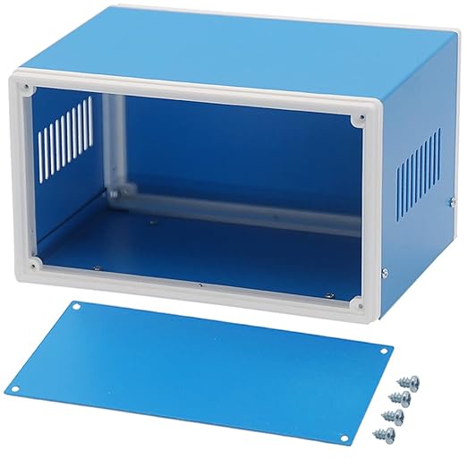 Zulkit Electronic Enclosures Blue Metal Enclosure Project Case DIY Box Junction Case Enclosure Preventive Case 8.3x7.1x5.5inch (210x180x140mm)