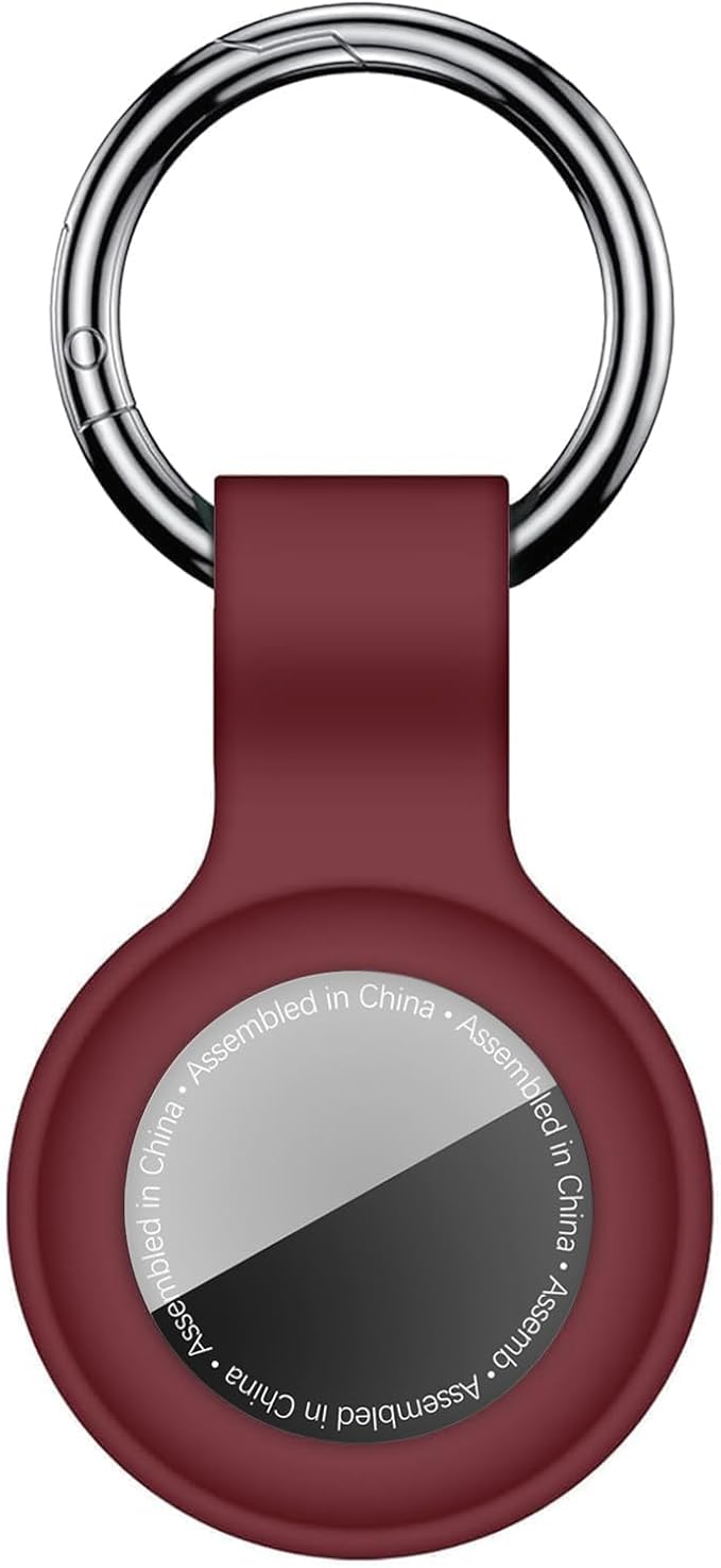 Linsaner Case for AirTag 2nd Gen (2026) & 1st Gen, Silicone Holder Keychain Key Ring, Protective Cover for Apple for Air Tags, GPS Finder Accessories for Bags, Pets, Kids, Luggage, Wine Red