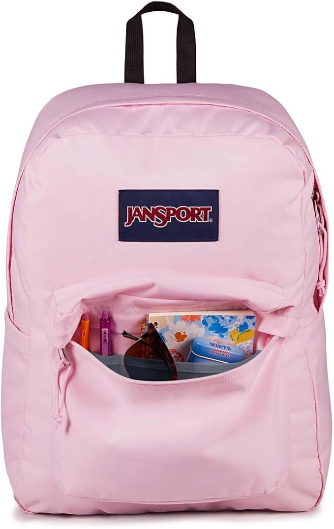JanSport SuperBreak Plus Backpack with Padded 15-inch Laptop Sleeve and Integrated Bottle Pocket - Spacious and Durable Daypack for Work and Travel - Pink Ice