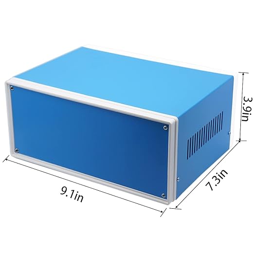 Zulkit Electronic Enclosures Blue Metal Enclosure Project Case DIY Box Junction Case Enclosure Preventive Case (9.1" x 7.3" x 3.9")